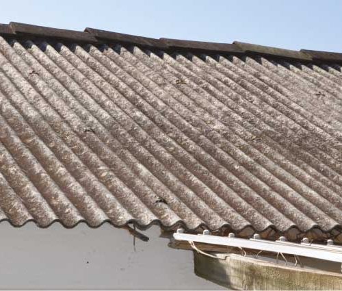 Asbestos cement roofing, gutters and downpipes
